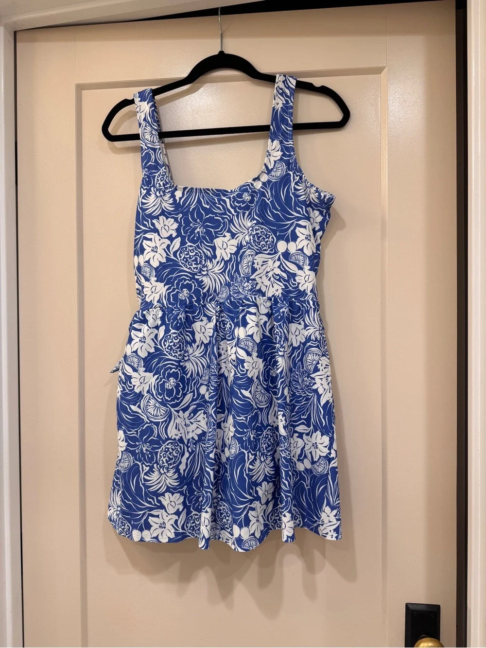 Old Navy Blue and White Floral One-piece Swimsuit with Skirt - Picture 1 of 4